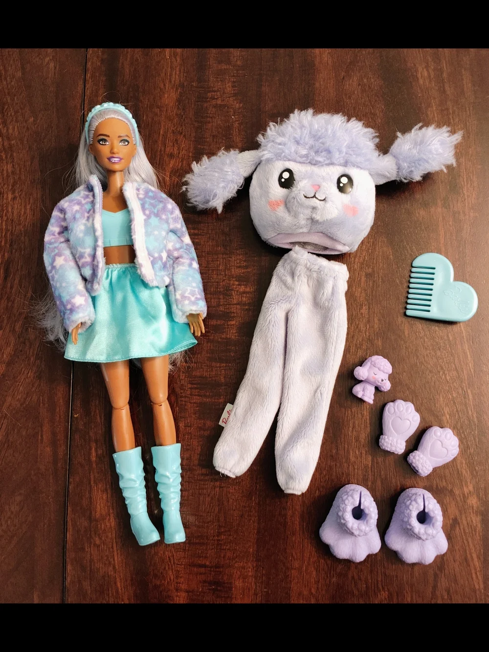 Barbie Lavender & Aqua Fashion Doll with Plush Outfit and Accessories
